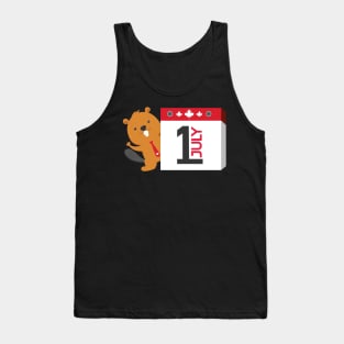 Canada Day With Beaver Holding 1 July Tank Top